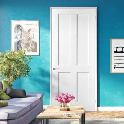 London White Primed 4 Panel Interior Door - All Sizes-LPD Doors-Ultra Building Supplies