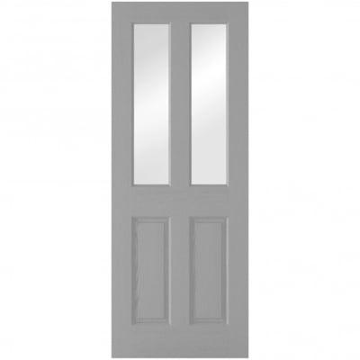 Moulded Textured Grey Pre-Finished 2 Glazed Clear Light Panels Interior Door - All Sizes-LPD Doors-Ultra Building Supplies