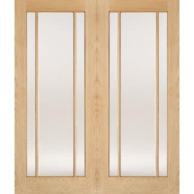 Oak Lincoln 3 Glazed Clear Light Panel Un-Finished Internal French Doors - All Sizes-LPD Doors-Ultra Building Supplies