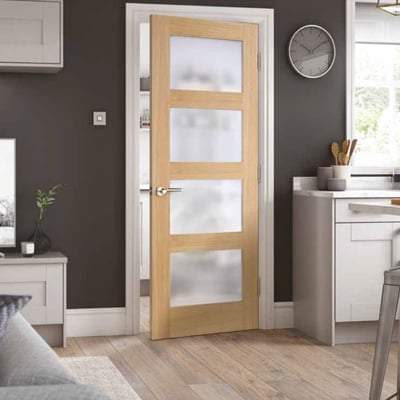 Oak Shaker 4 Frosted Light Panel Un-Finished Internal Door - All Sizes-LPD Doors-Ultra Building Supplies