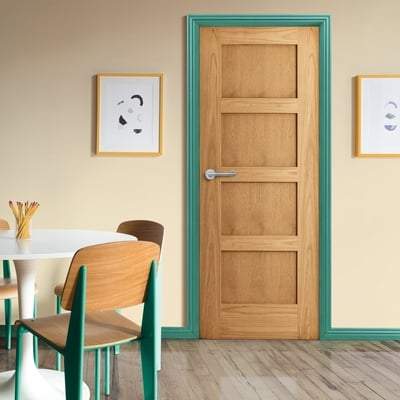 Oak Shaker 4 Panel Un-Finished Internal Fire Door FD30 - All Sizes-LPD Doors-Ultra Building Supplies