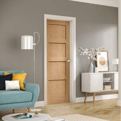 Oak Shaker 4 Panel Un-Finished Internal Fire Door FD30 - All Sizes-LPD Doors-Ultra Building Supplies