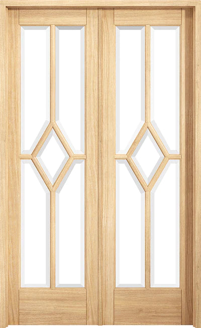 Reims Oak Pre-Finished 10 Glazed Clear Light Panels Interior Room Divider - 2031mm x 1246mm