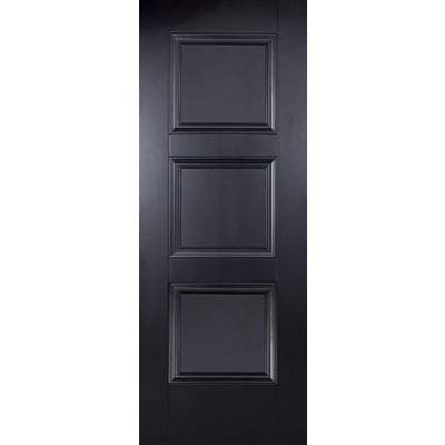 Amsterdam Black Primed 3 Panel Interior Fire Door FD30 - All Sizes-LPD Doors-Ultra Building Supplies