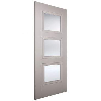 Amsterdam Grey Primed 3 Glazed Clear Light Panels Interior Door - All Sizes-LPD Doors-Ultra Building Supplies