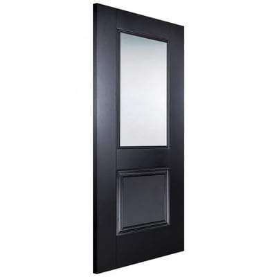 Arnhem Black Primed 1 Glazed Clear Bevelled Light Panel Interior Door - All Sizes-LPD Doors-Ultra Building Supplies
