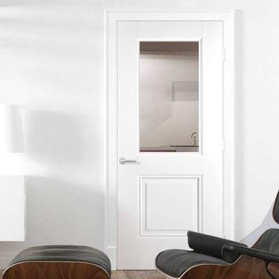 Arnhem White Primed 1 Glazed Clear Bevelled Light Panel Interior Door - All Sizes-LPD Doors-Ultra Building Supplies