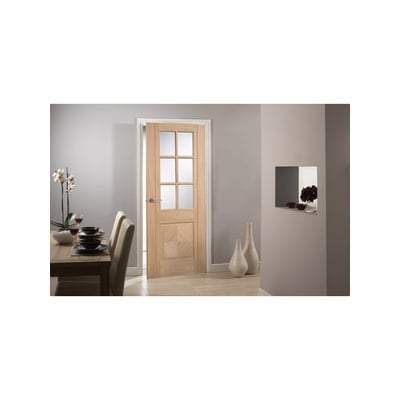Barcelona 6 Light Clear Bevelled Glass Pre-Finished Oak Internal Door - All Sizes-LPD Doors-Ultra Building Supplies