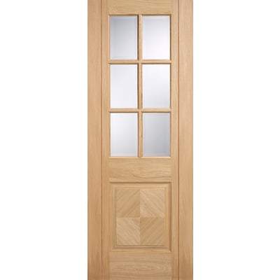 Barcelona 6 Light Clear Bevelled Glass Pre-Finished Oak Internal Door - All Sizes-LPD Doors-Ultra Building Supplies