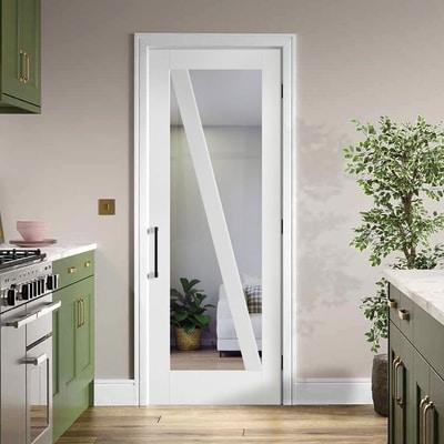 Barn White Primed 1 Glazed Clear Light Panel Internal Door - All Sizes-LPD Doors-Ultra Building Supplies