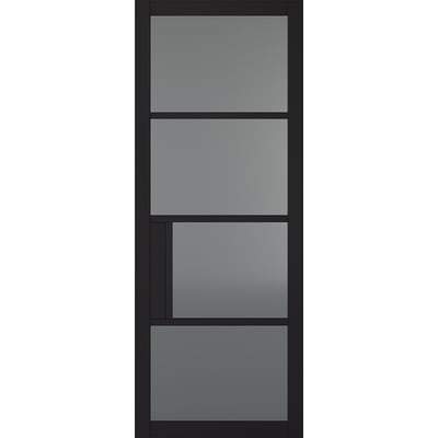 Chelsea Black Primed 4 Tinted Glazed Light Panels Interior Door - All Sizes-LPD Doors-Ultra Building Supplies