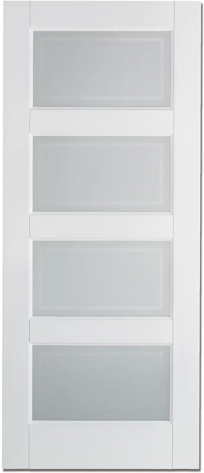 Contemporary White Primed 4 Frosted Light Panels Interior Door - All Sizes