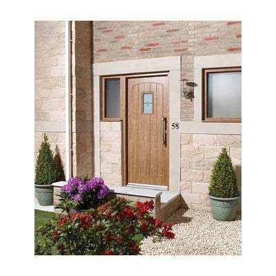 Cottage Oak Unfinished 1 Double Glazed Lead Light Panel External Door - All Sizes-LPD Doors-Ultra Building Supplies