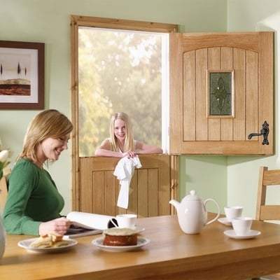 Cottage Stable Oak Unfinished 1 Double Glazed Lead Light Panel External Door - All Sizes-LPD Doors-Ultra Building Supplies