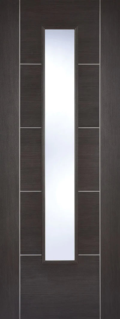 Vancouver Dark Grey Laminated 1 Glazed Clear Light Panel Interior Door - All Sizes