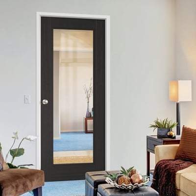 Deiz Charcoal Black Pre-Finished 1 Glazed Clear Light Panel Interior Door - All Sizes-LPD Doors-Ultra Building Supplies