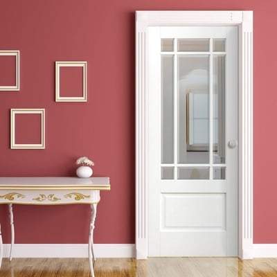 Downham White Primed 9 Glazed Clear Bevelled Light Panels Pair Interior Doors - All Sizes-LPD Doors-Ultra Building Supplies