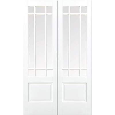 Downham White Primed 9 Glazed Clear Bevelled Light Panels Pair Interior Doors - All Sizes-LPD Doors-Ultra Building Supplies
