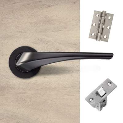 Draco Matt Black Handle Hardware Pack-LPD Doors-Ultra Building Supplies