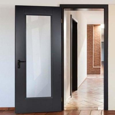 Eindhoven Black Primed 1 Glazed Clear Bevelled Light Panel Interior Door - All Sizes-LPD Doors-Ultra Building Supplies