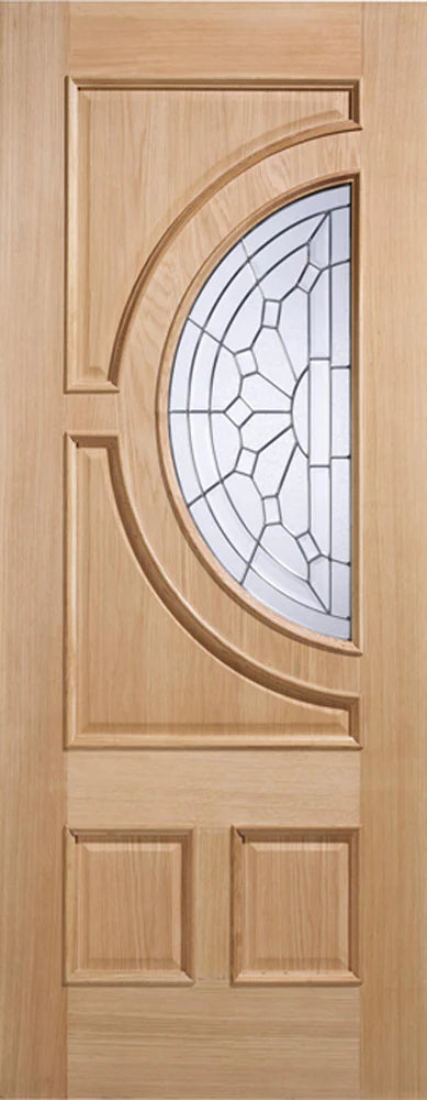 Empress Oak Unfinished 1 Double Glazed Bevelled Zinc Clear Light Panel External Door - All Sizes