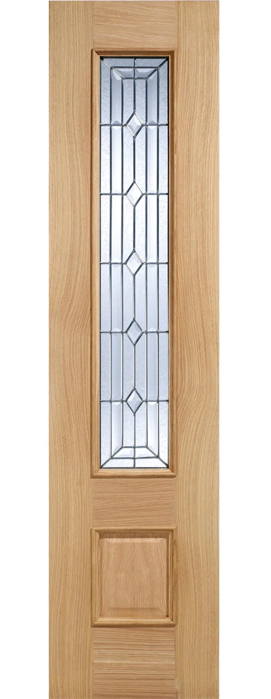 Empress Oak Unfinished 1 Double Glazed Bevelled Zinc Clear Light Panel External Door Sidelight - 457mm x 1980mm