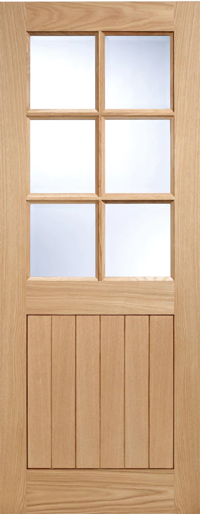 Cottage Oak Unfinished 6 Double Glazed Clear Light Panels External Door - All Sizes