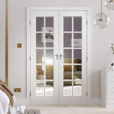GTPSA White Primed 10 Glazed Clear Bevelled Light Panels Pair Interior Doors - All Sizes-LPD Doors-Ultra Building Supplies