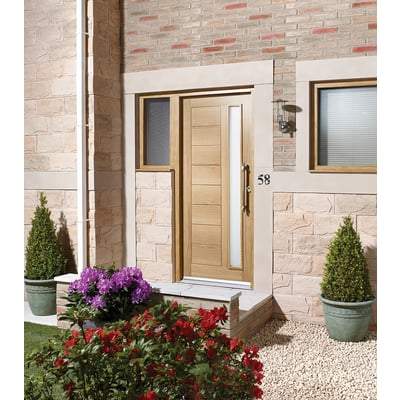 Goodwood Oak Unfinished 1 Double Glazed Frosted Light Panel External Door - All Sizes-LPD Doors-Ultra Building Supplies