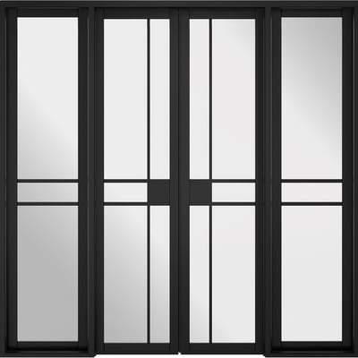 Greenwich Black Primed 16 Glazed Clear Light Panels Interior Room Divider - 2031mm x 2478mm-LPD Doors-Ultra Building Supplies