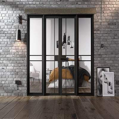 Greenwich Black Primed 16 Glazed Clear Light Panels Interior Room Divider - 2031mm x 2478mm-LPD Doors-Ultra Building Supplies