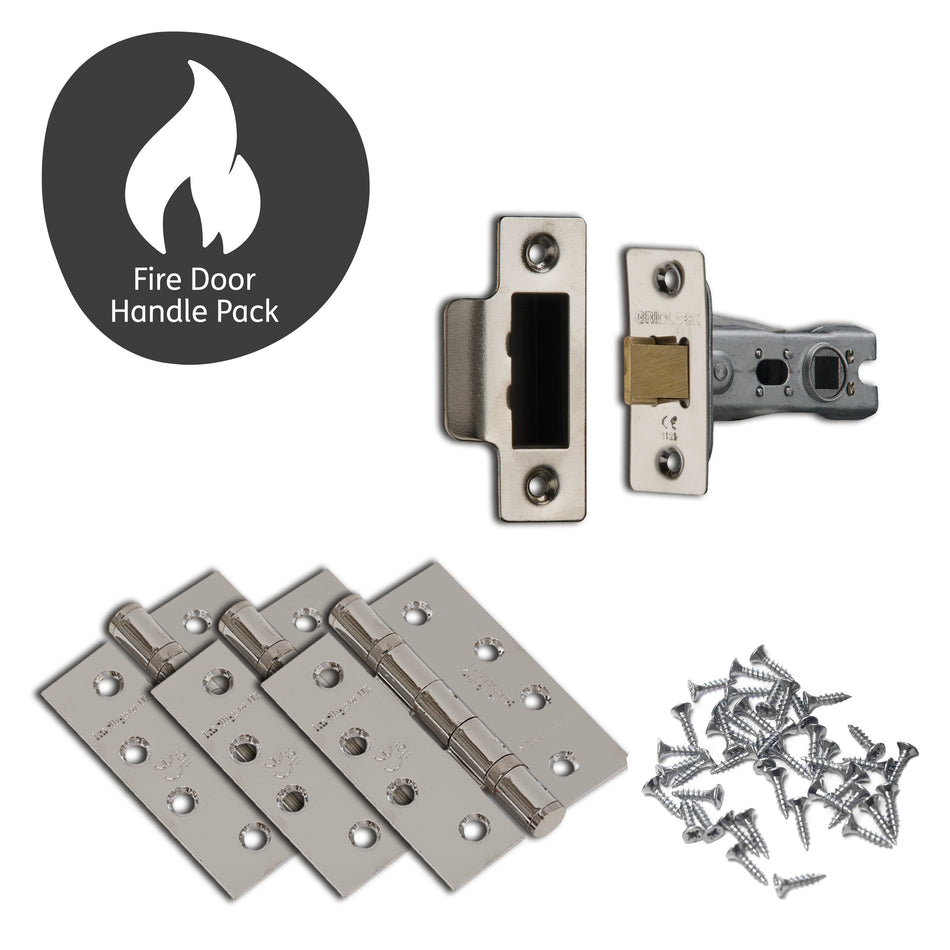Oder on Square Rose Fire Door Handle Pack with 65mm Latch