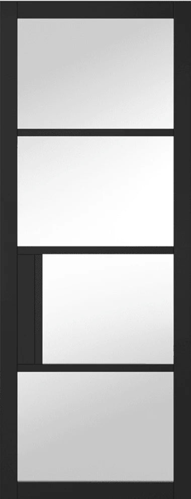 Chelsea Black Primed 4 Glazed Clear Light Panels Interior Door - All Sizes