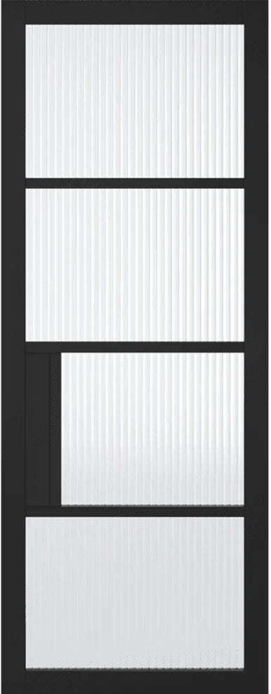 Chelsea Black Primed 4 Glazed Reeded Light Panels Interior Door - All Sizes