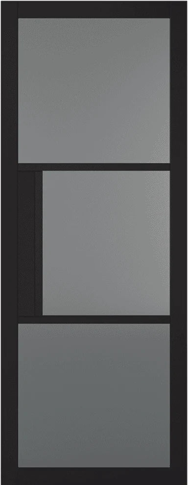 Tribeca Black Primed 3 Tinted Glazed Light Panels Interior Door - All Sizes