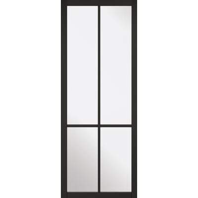 Liberty Black Primed 4 Glazed Clear Light Panels Interior Door - All Sizes-LPD Doors-Ultra Building Supplies