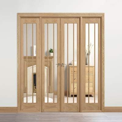 Lincoln Oak Unfinished 12 Glazed Clear Light Panels Interior Room Divider - 2031mm x 2478mm-LPD Doors-Ultra Building Supplies
