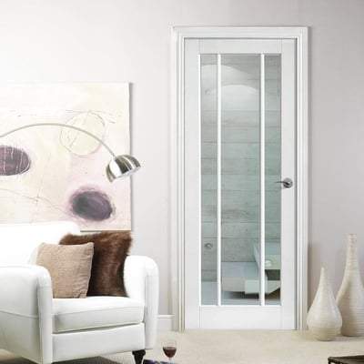 Lincoln White Primed 3 Glazed Clear Light Panels Interior Door - All Sizes-LPD Doors-Ultra Building Supplies