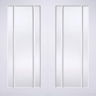 Lincoln White Primed 3 Glazed Clear Light Panels Pair Interior Doors - All Sizes-LPD Doors-Ultra Building Supplies