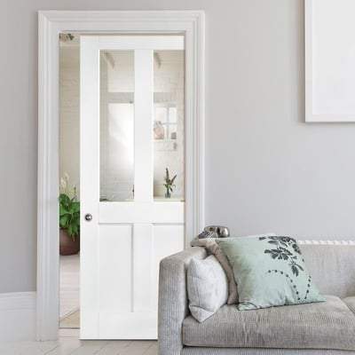 London White Primed 2 Glazed Clear Light Panels Interior Door - All Sizes-LPD Doors-Ultra Building Supplies