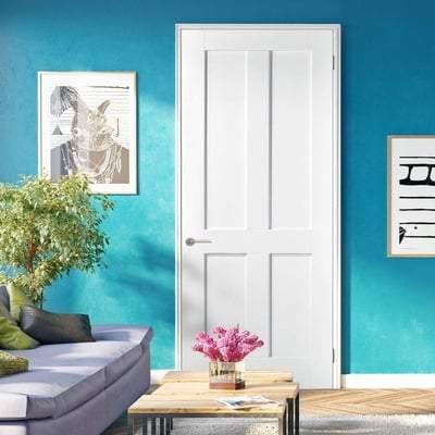 London White Primed 4 Panel Interior Fire Door FD30 - All Sizes-LPD Doors-Ultra Building Supplies