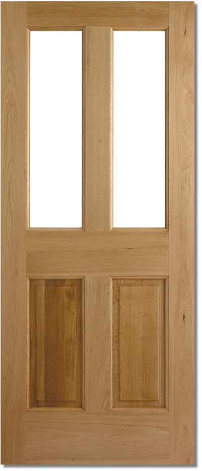 Malton Oak Unfinished 2 Unglazed Light Panels External Door - All Sizes