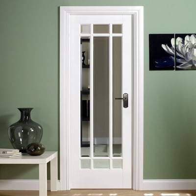 Manhattan White Primed 9 Panel Clear Bevelled Light Panels Interior Door - All Sizes-LPD Doors-Ultra Building Supplies