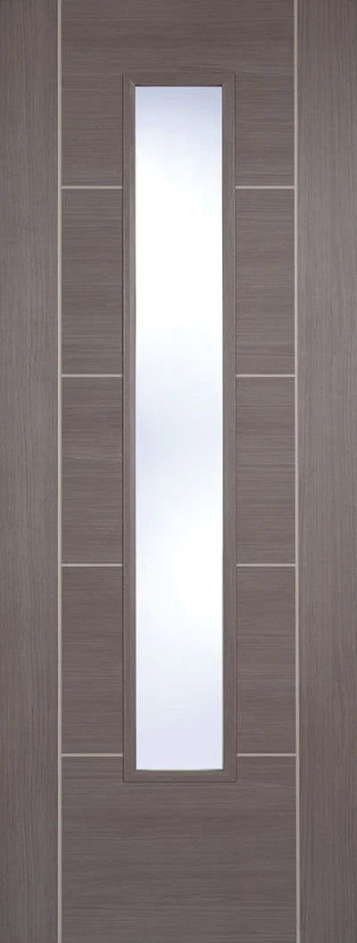 Vancouver Medium Grey Laminated 1 Glazed Clear Light Panel Interior Door - All Sizes