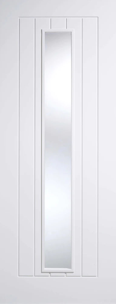 Mexicano White Primed 1 Glazed Clear White Panel Interior Door - All Sizes