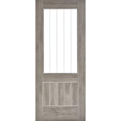 Mexicano Light Grey Laminated 1 Glazed Clear With Frosted Lines Light Panel Interior Door - All Sizes-LPD Doors-Ultra Building Supplies