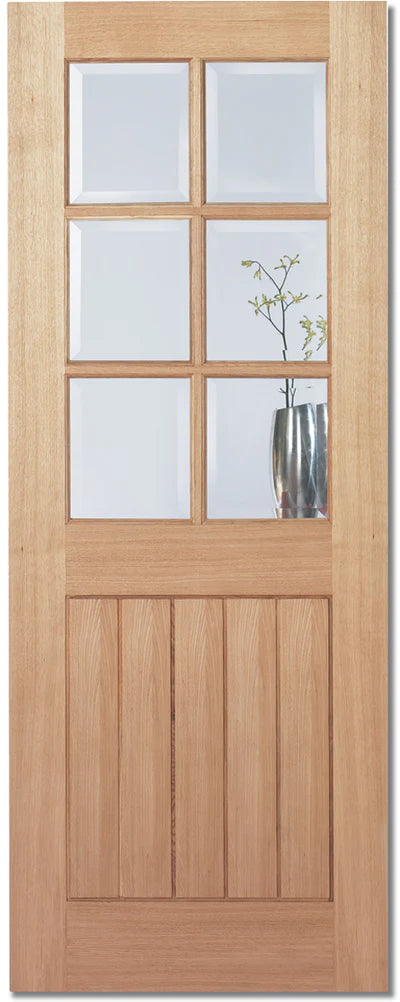 Oak Mexicano 6 Light Clear Bevelled Panel Un-Finished Internal Door - All Sizes