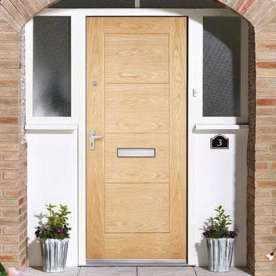 Modica Oak Unfinished 4 Panel External Door - All Sizes-LPD Doors-Ultra Building Supplies