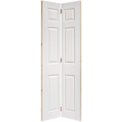 Moulded Textured White Primed 6 Panel Bi-Fold Interior Door - 1981mm x 762mm-LPD Doors-Ultra Building Supplies