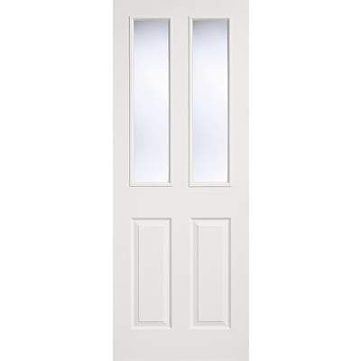 Moulded White Primed 2 Glazed Clear Light Panel Interior Door - All Sizes-LPD Doors-Ultra Building Supplies